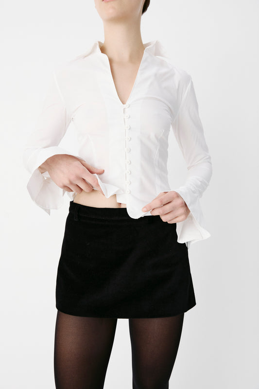 Flesh For Fantasy Velvet Skirt Black