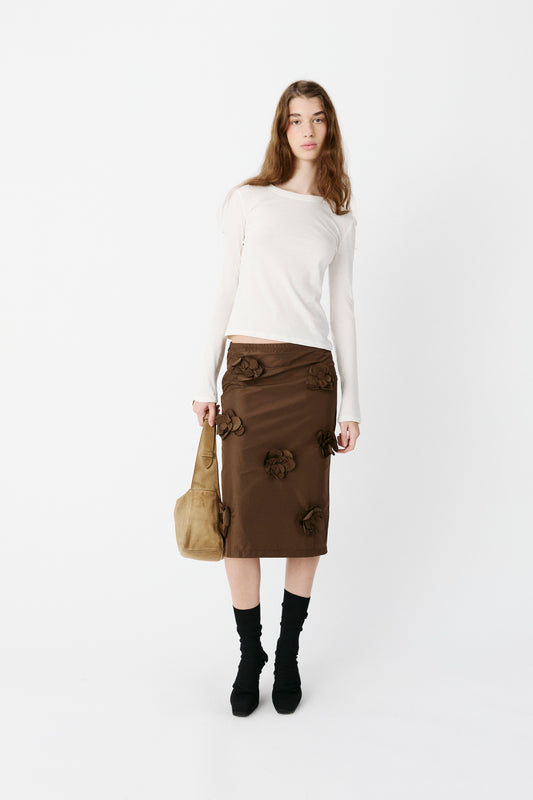 Abloom Midi Skirt Brown