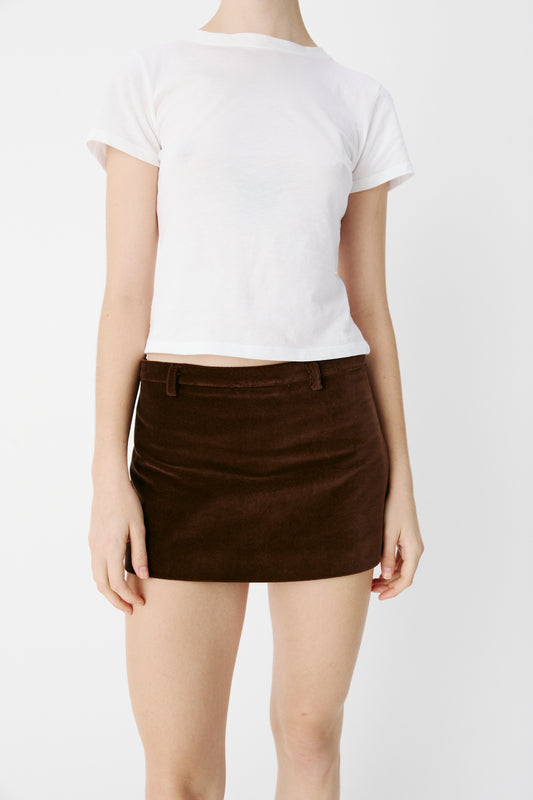 Flesh For Fantasy Velvet Skirt Brown