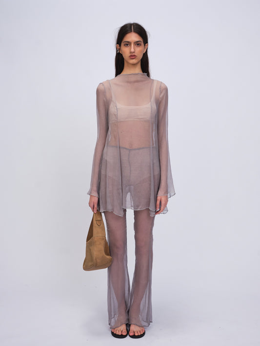 Delphine Silk Pant Gray