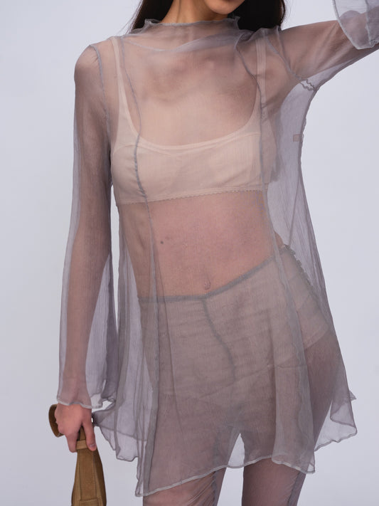 Delphine Silk Dress Gray