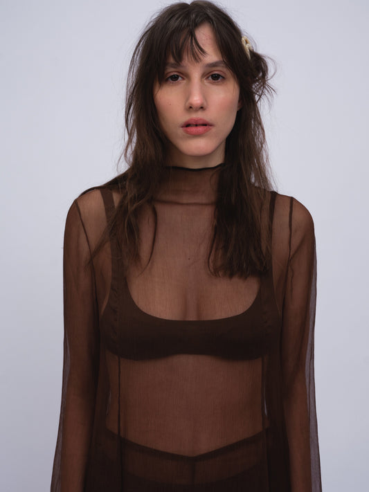 Delphine Silk Dress Brown